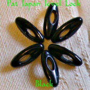 TEN (10) Black Plastic Pat Japan Jewel Lock Hijab Scarf Snag Free Pins
